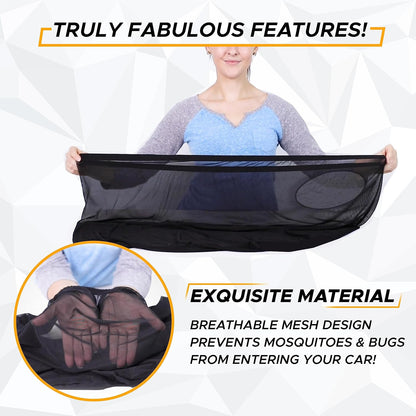 EcoNour Car Window Shades for Side Windows (Pack of 2) | Sun Shade for Car Heat and UV Protection | Adjustable Elastic Fabric Baby Car Shade | Rear Side Window Sun Shade Accessories (Large 21"x36")