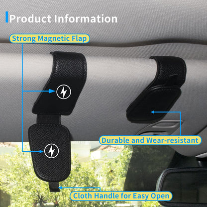 Yuoyar 2 Packs Magnetic Sunglass Holder for Car Visor (Grey) | Magnetic Interior Car Accessories