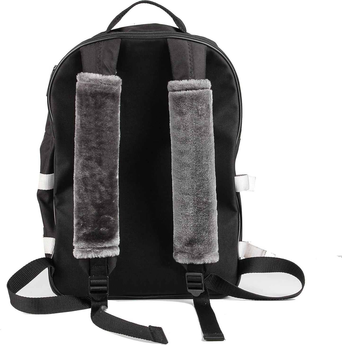 Amooca Soft Faux Fur Universal Fit Seatbelt Cover Car Truck SUV Airplane Seat Belt Shoulder Pad for Carmera Backpack Straps Neck Cushion Protector 2 Pack 10.5in Dark Gray