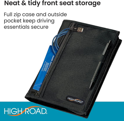 High Road Car Glove Box Organizer, Registration and Insurance Document Holder and Car Manual Holder with Flexible Secure Zippered Case and Note Pad
