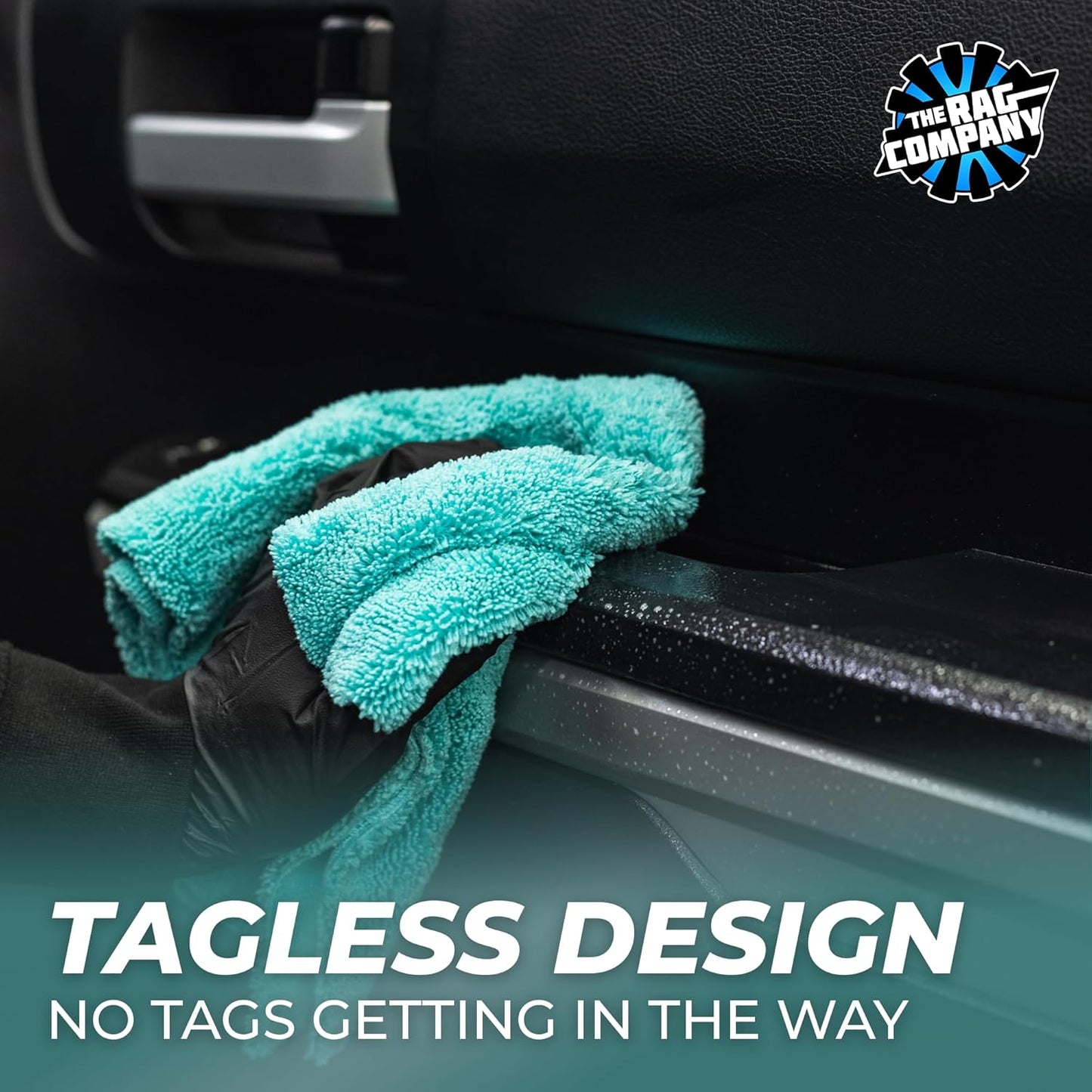 The Rag Company - Creature Edgeless Auto Detailing Towels (10-Pack) Professional 70/30 Blend, Dual-Pile Plush Microfiber, Buffing & Polishing, 420gsm, 16in x 16in, Black
