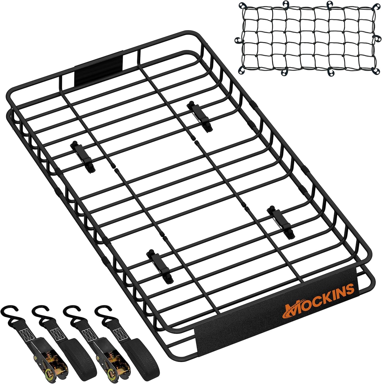 Mockins 16 Cu Ft Weatherproof No Rack Rooftop Cargo Carrier Bag 45"x34"x18" | Rooftop Cargo Bag for Top of Car | Car Topper Luggage Carrier Waterproof Set w/ Accessories | Vehicle Soft-Shell Carriers