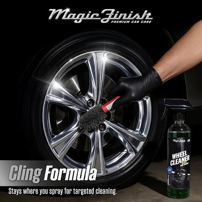 Magic Finish Wheel Cleaner (16 fl oz) – Premium Wheel Cleaner Spray for Brake Dust and Grime with Fast Cling Formula – Car Cleaning Supplies for Chrome, Alloy, Painted Wheels & Powder-Coated Finishes