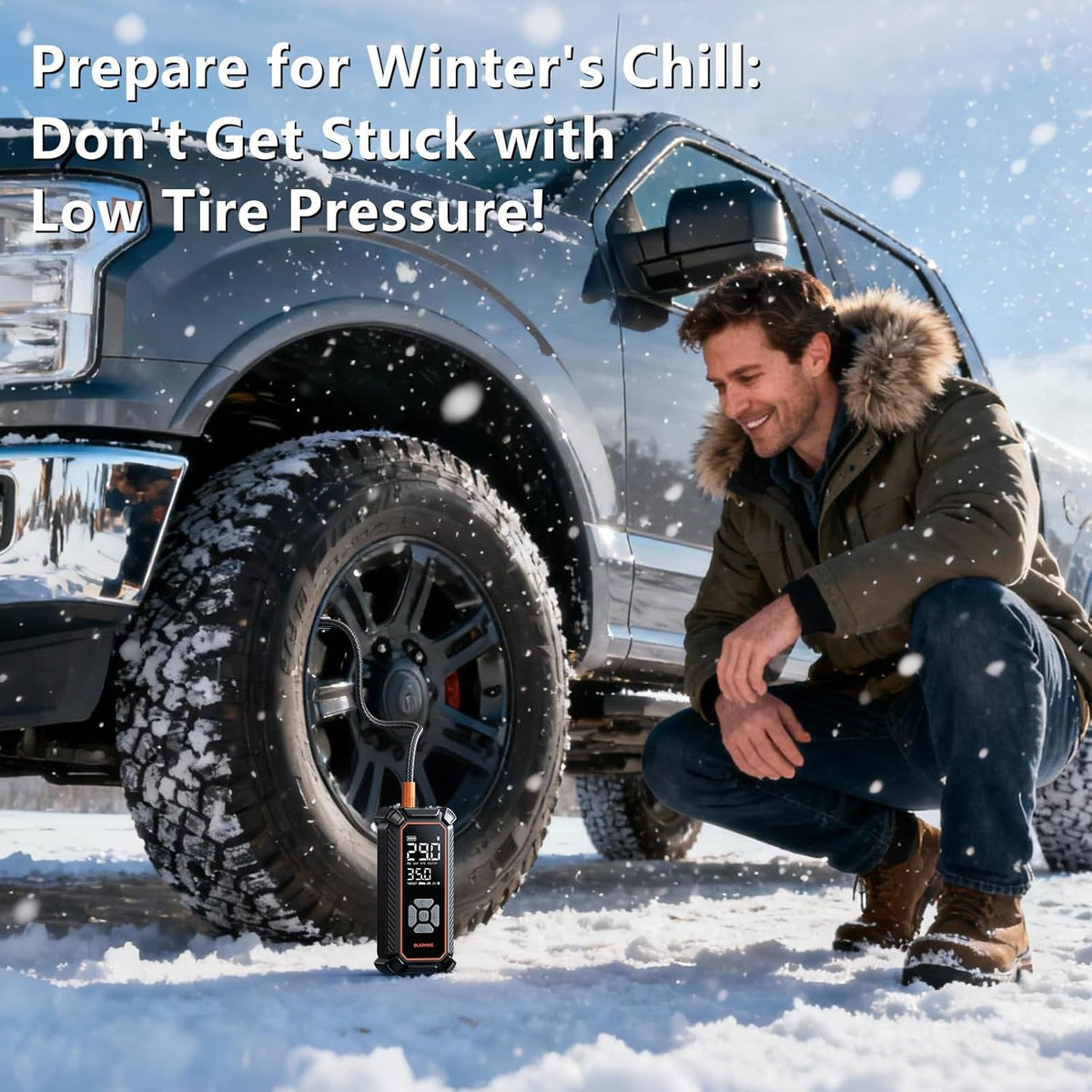 OlarHike Tire Inflator Portable Air Compressor, Lightning-Fast Inflation, Dual Power - 6000mAh & 12V DC, Cordless Air Pump for Car Tires, Bikes, Motorcycle, Balls with LED & Digital Pressure Gauge