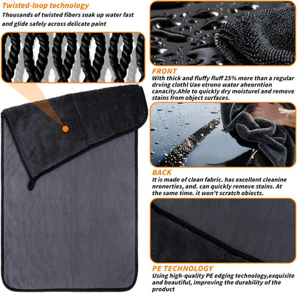 6PCS Microfiber Towels for Cars 36x25 Inch Microfiber Cleaning Cloths Bulk Soft Car Detailng Towel Cloths 450 GSM Detailing Buffing Quick Drying Towel Polishing Waxing Auto Detailing Towel Cloth