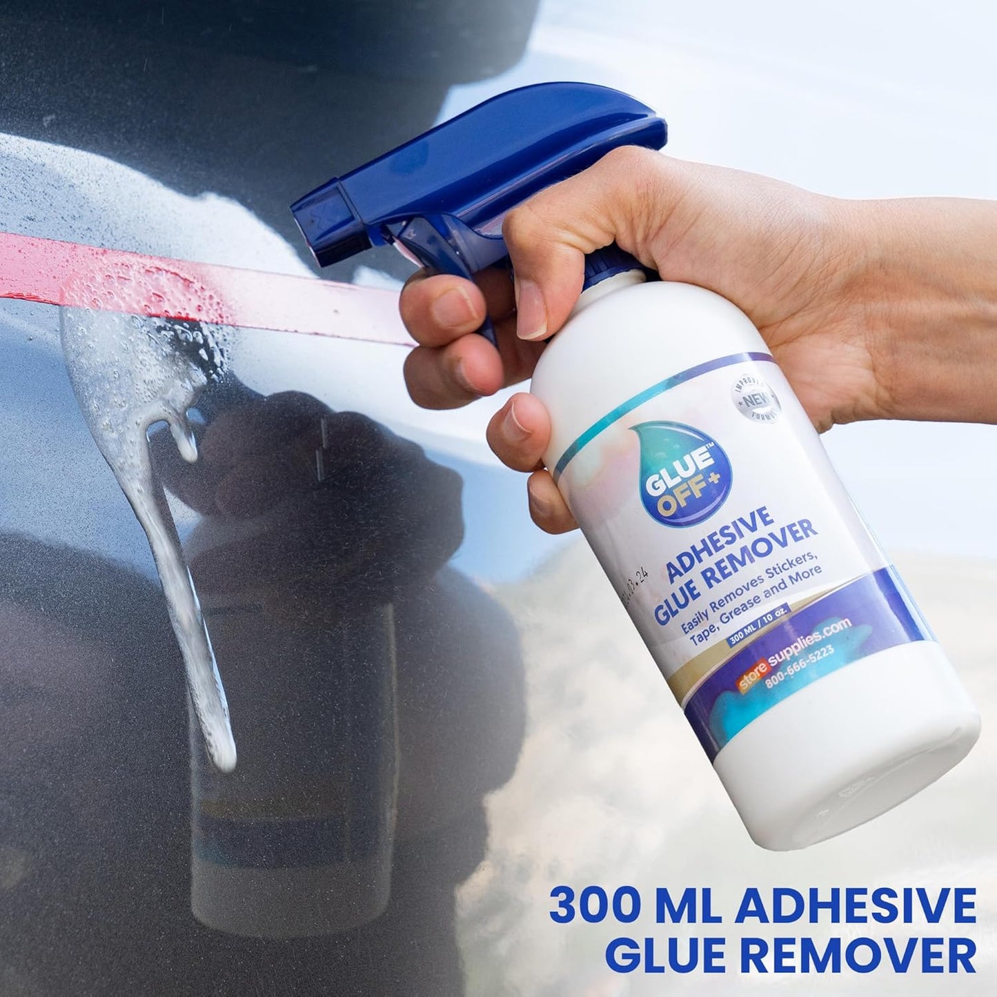 Perco Glue Off Adhesive Sticker Remover 3.3 fl. oz & Scraper with Plastic Razor for Removing Labels (Adhesive Sticker Remover & Scraper w/Plastic Razor)