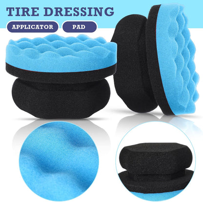 BBTO 6 Pcs Tire Hex Grip Dressing Applicator Washable Shine Applicator Dressing Pad Car Detailing Foam Sponge Reusable Cleaner Sponge for No Slip Tire