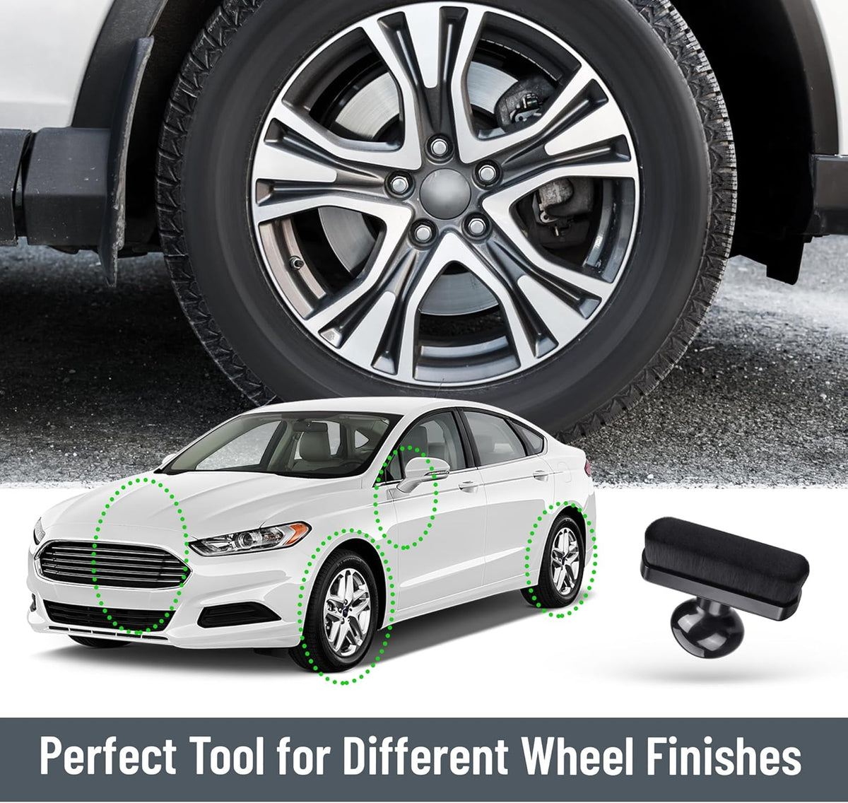 BABYSHEEP Car Tire Shine Applicator,Large Vegan Tire Shine Brush - Automotive Tire Dressing Applicator Brush with Storage Stand for Tire Detailing & Car Wash Kit, Black, 3.6 Inch Length (Black)