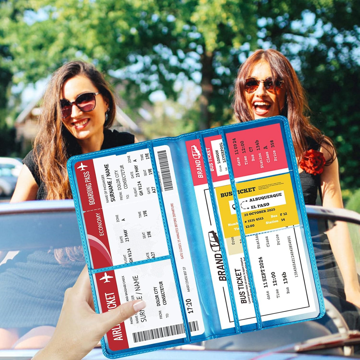 Car Registration and Insurance Card Holder - Leather Vehicle Glove Box Automobile Documents Paperwork Wallet Case Organizer for ID, Driver's License, Key, Cards - Car Accessories for Women&Men