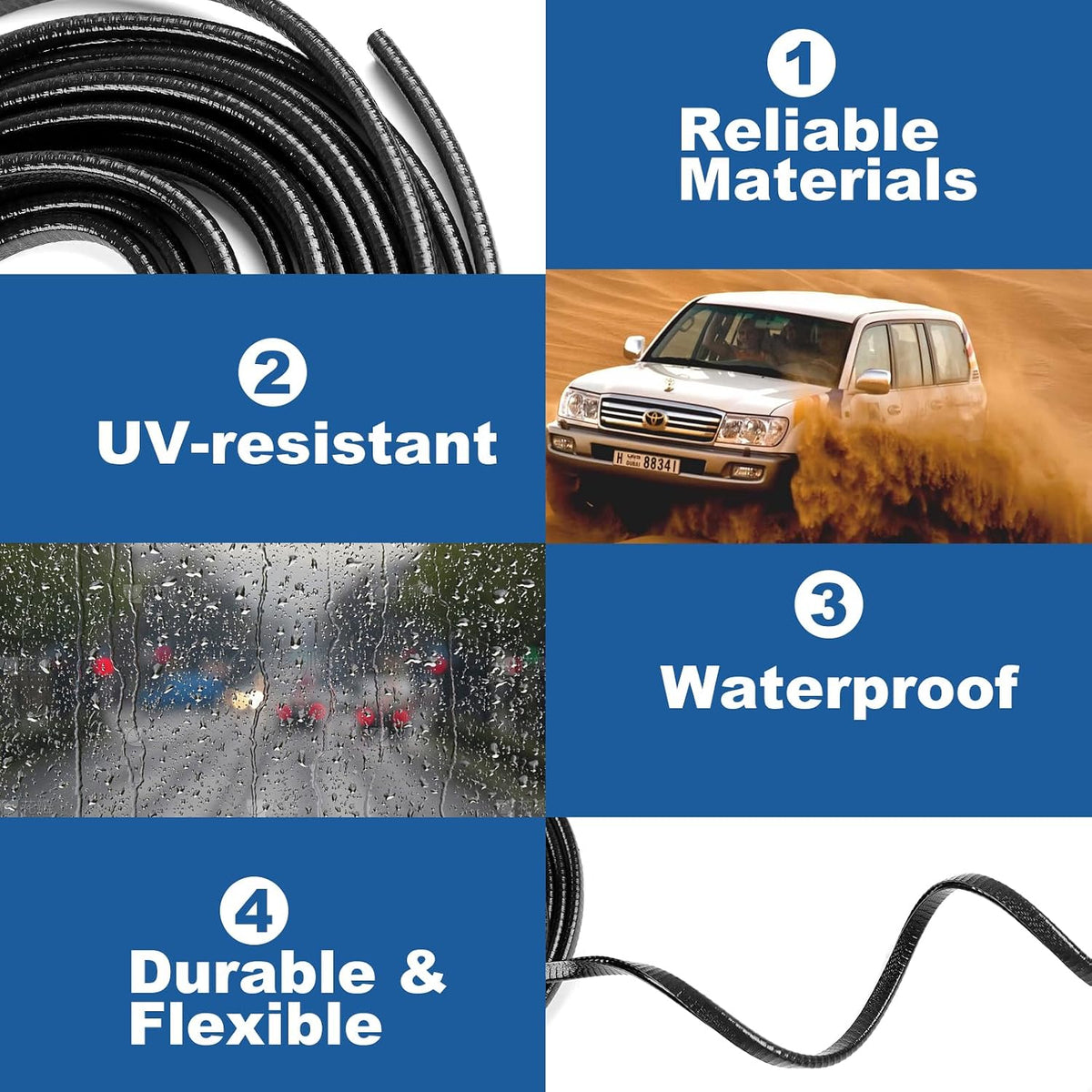REGUICORP 20Ft (6.1m) Car Door Edge Guards, U-Shaped Black Car Door Protector, Automotive Door Entry Guard Fit for Most Vehicles, Built-in Metal Clips, No Need Adhesive, Easy to Cut