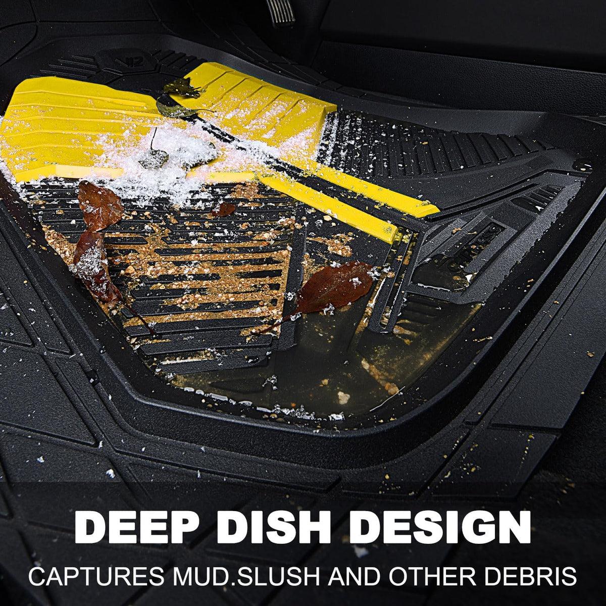 CAR PASS Heavy Duty Rubber Car Mats with Cargo Liner, Deep-Dish Car Floor Mats and Trunk Mat All Weather, Universal Trim-to-Fit for SUVs Trucks Sedans, Waterproof Anti-Slip, Trimmable V12 Black