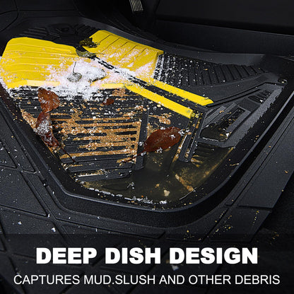 CAR PASS Heavy Duty Rubber Car Mats with Cargo Liner, Deep-Dish Car Floor Mats and Trunk Mat All Weather, Universal Trim-to-Fit for SUVs Trucks Sedans, Waterproof Anti-Slip, Trimmable V12 Black