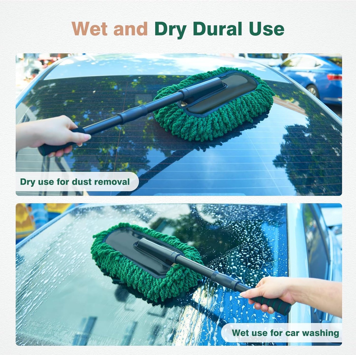 FLORICH Large Microfiber Car Duster Kit, Extendable Car Duster Exterior Scratch Free, Car Cleaning Brush Car Interior Detailing Kit, Car Cleaning Supplies for Cars RV Truck Boat