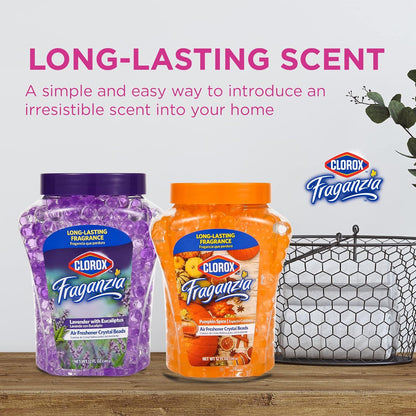 Clorox Fraganzia Crystal Beads Air Freshener, Long Lasting Room Deodorizer and Odor Eliminator Gel Beads to Freshen Home, Car, or Office, Fresh Ocean Breeze Scent, 12 Fl Oz