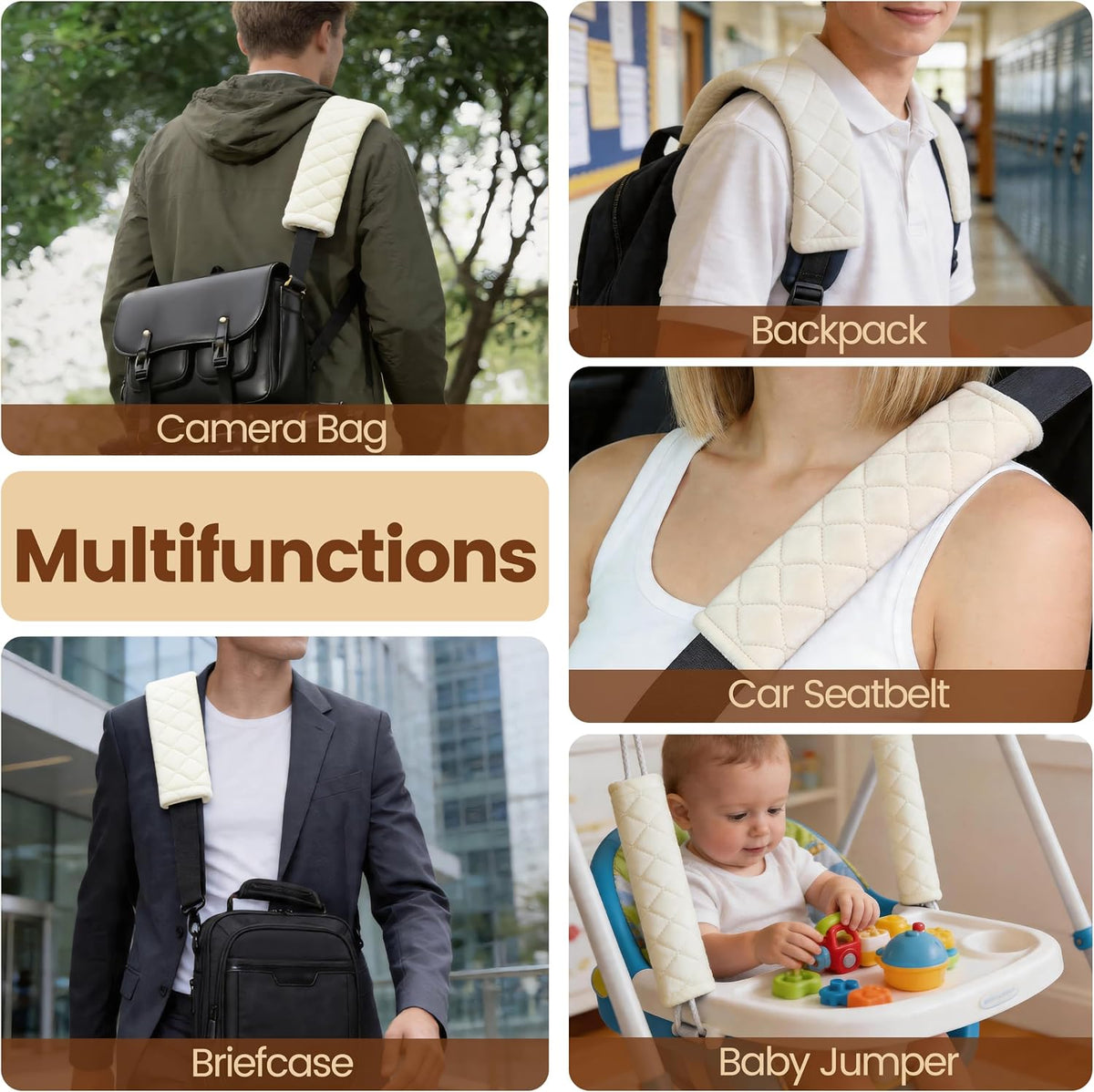 Amooca Soft Auto Seat Belt Cover Seatbelt Shoulder Pad 2 PCS for a More Comfortable Driving Compatible with All Cars and Backpack Black