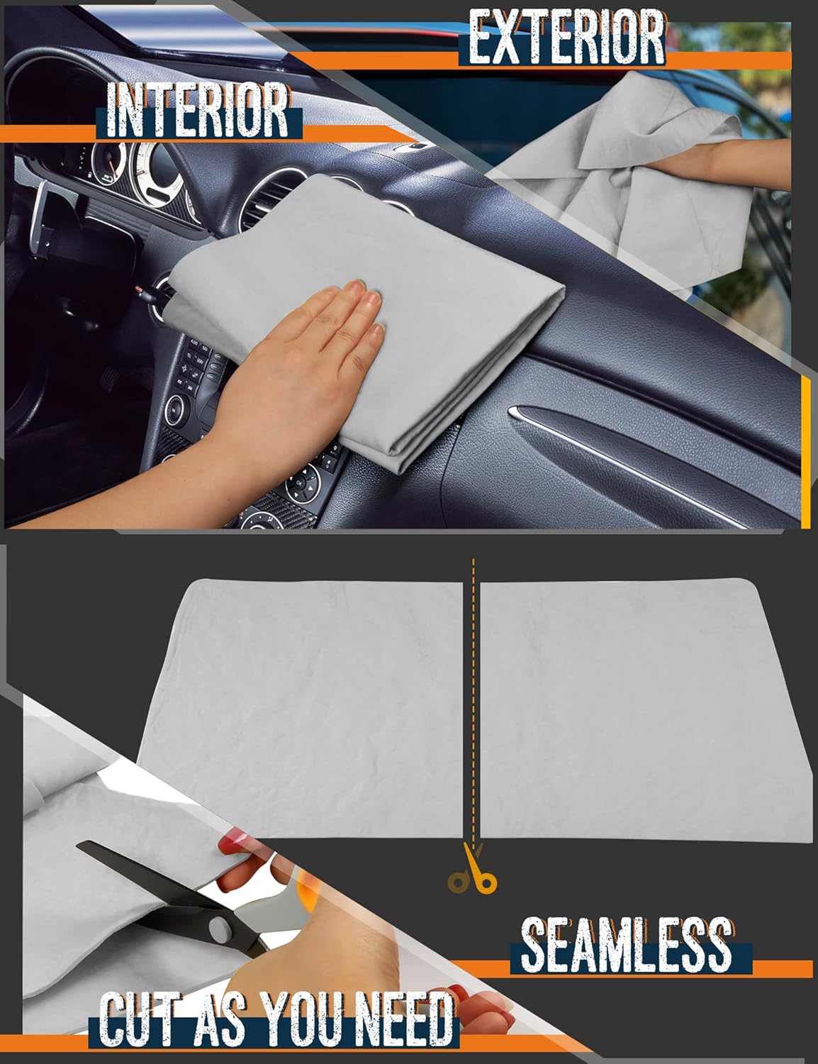 Premium Absorbent Car Drying Chamois Cloth Shammy Towel, 26''x17'' Large, Reusable for Vehicle, Bathroom, Dust Remove, No Spots/Streak/Scratch, Blue