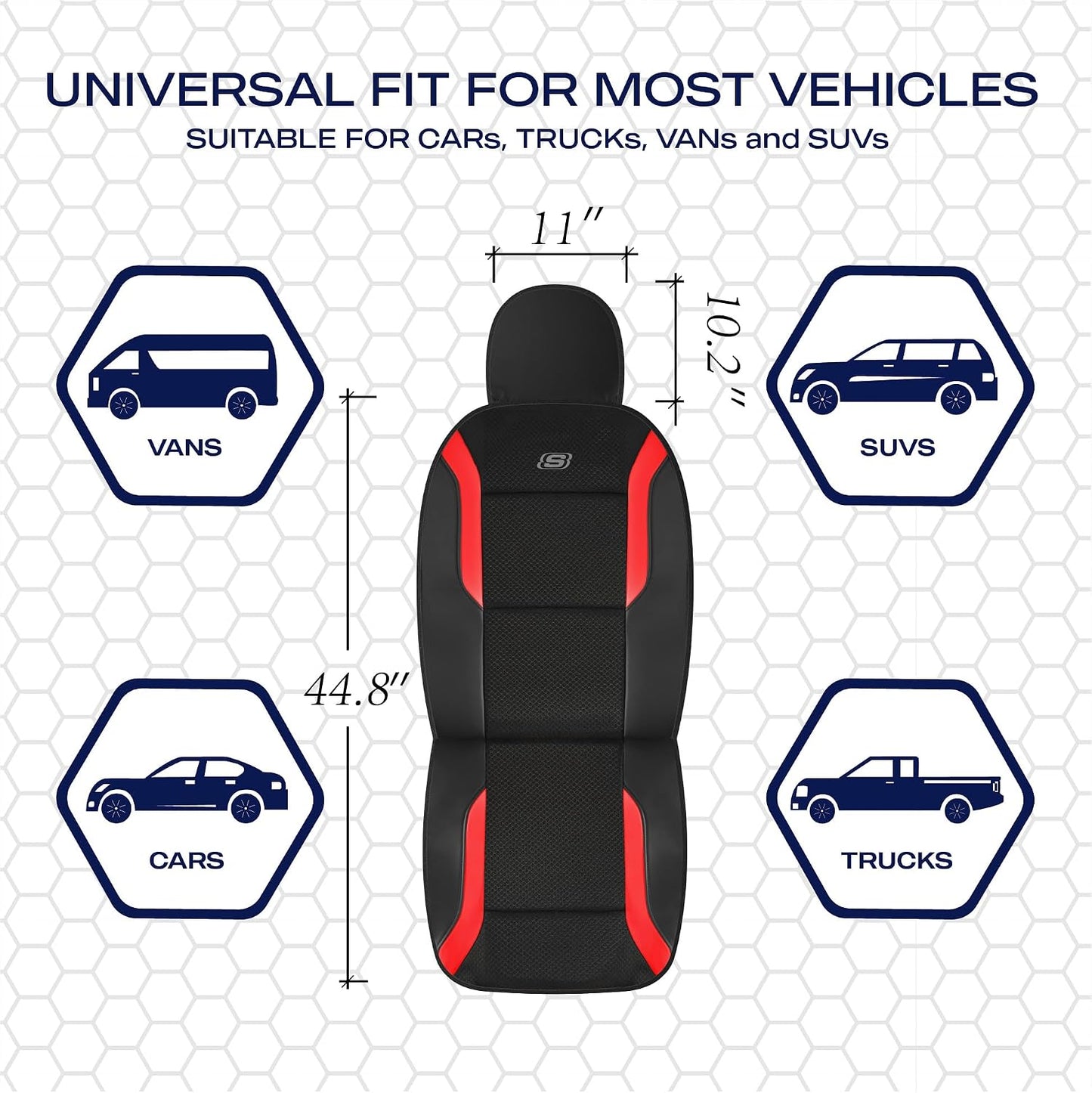 Skechers Memory Foam Seat Covers, Air Cool Mesh Thick Car Seat Covers, Car Seat Covers Front Seats Airbag Compatible, Universal Automotive Comfort for Most Cars, Vans, Trucks, SUV,Black