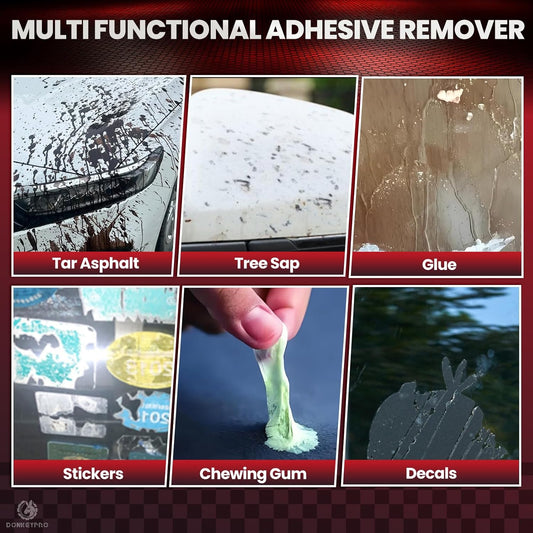 Donkeypro Adhesive Remover - 15 fl.oz Sticker Remover Spray with Scraper, Safely Removes Sticky Residue, Grease, Tape, Labels, Decals, Tree Sap, Bug, Tar, Wax on Car Paint & Glass