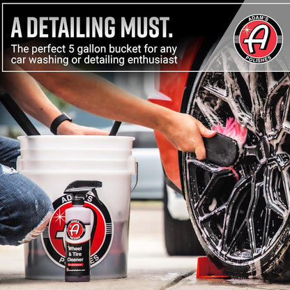 Adam's Polishes Car Wash Bucket (5 Gallon Bucket + Grit Guard + Gamma Seal Lid), Perfect Car Tool for Washing & Garage Storage, Stores Car Wash Soap, Foam Cannon, Foam Gun, Microfiber Towels & More