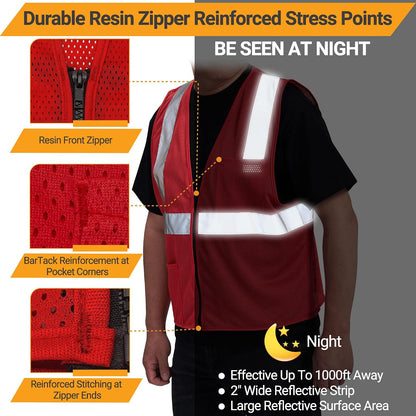 AYKRM 2 Pocket Mesh High Visibility Reflective Safety Vest for men & Women ANSI/ISEA 107 Standards
