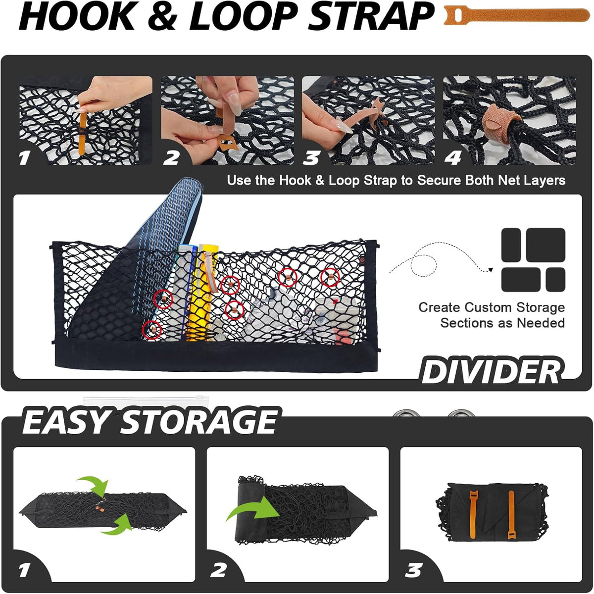 Muslogy Truck Bed Cargo Net Trunk Netting Compatible with 2023-2025 2026 Honda CR-V Accessories, Pickup Cargo Organizer SUV Sedan Storage Net w/Heavy Duty Carabiners - Colors B