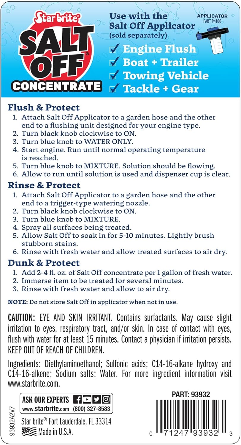 STAR BRITE Salt Off Concentrate - Ultimate Salt Remover Wash & Marine Engine Flush for Boats, Vehicles, Trailers, and More - 128 OZ Gallon (093900N)
