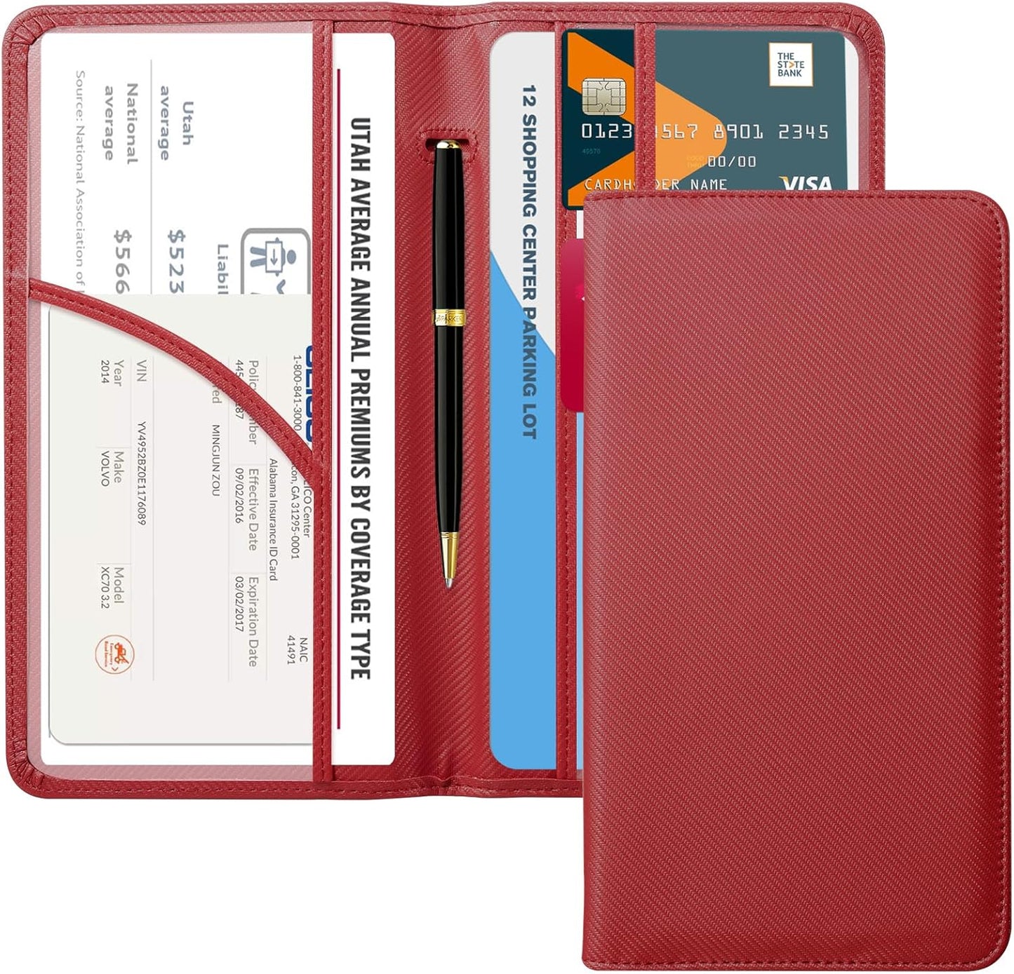 CoBak Car Registration and Insurance Holder - Vehicle Glove Box Car Organizer,Auto Truck Comparment Accessories Case with Magnetic Closure for Driver License,Cards - Colors B