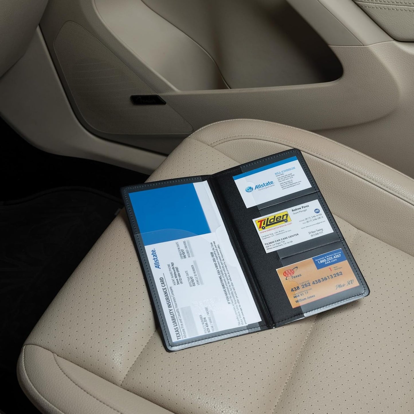 Samsill 2 Pack Car Registration and Insurance Holder, 5.25" x 4.75" Black Glove Box Organizer, Perfect for Multiple Vehicles
