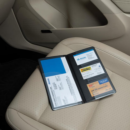 Samsill 2 Pack Car Registration and Insurance Holder, 5.25" x 4.75" Black Glove Box Organizer, Perfect for Multiple Vehicles