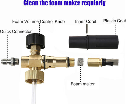 Tool Daily Foam Cannon with 1/4 Inch Quick Connector, 1 Liter, 5 Pressure Washer Nozzle Tips