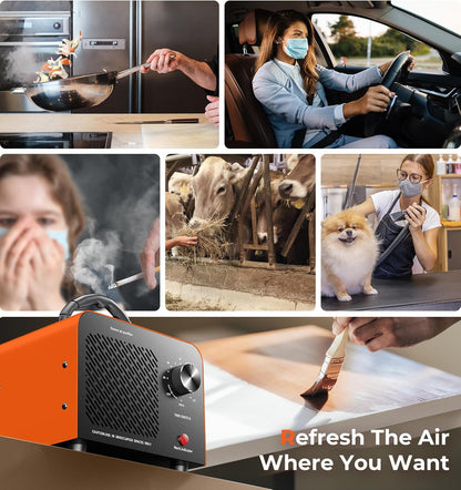 Ozone Generator 48,000mg, Commercial Ozone Machine Odor Removal, High Capacity O3 Ionizer Air Purifier Deodorizer, Portable Mini for Car, Home, Smoke, Pets, Industrial, for 4000 Square Feet -Black