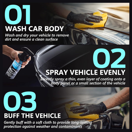 Premium Ceramic Coating for Cars- Quick Effect Coating Agent - Car Coating Spray, Suitable for cars, pickup trucks, RVs, motorcycles, etc. Fast Application for Long-Lasting Shine & Protection