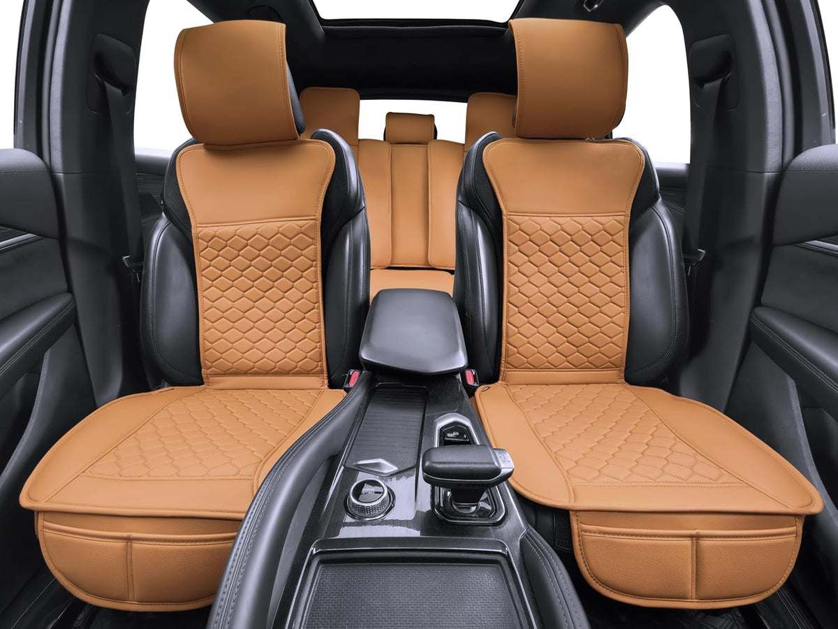 Elantrip 2PCs Front Car Seat Covers Leather Water Proof Seat Protector Universal fit for Most Cars SUVs and Trucks Black