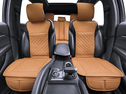 Elantrip 2PCs Front Car Seat Covers Leather Water Proof Seat Protector Universal fit for Most Cars SUVs and Trucks Black