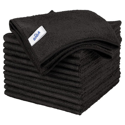 MR.SIGA Microfiber Cleaning Cloth, All-Purpose Microfiber Towels, Streak Free Cleaning Rags, Pack of 12, Grey, Size 32 x 32 cm(12.6 x 12.6 inch)