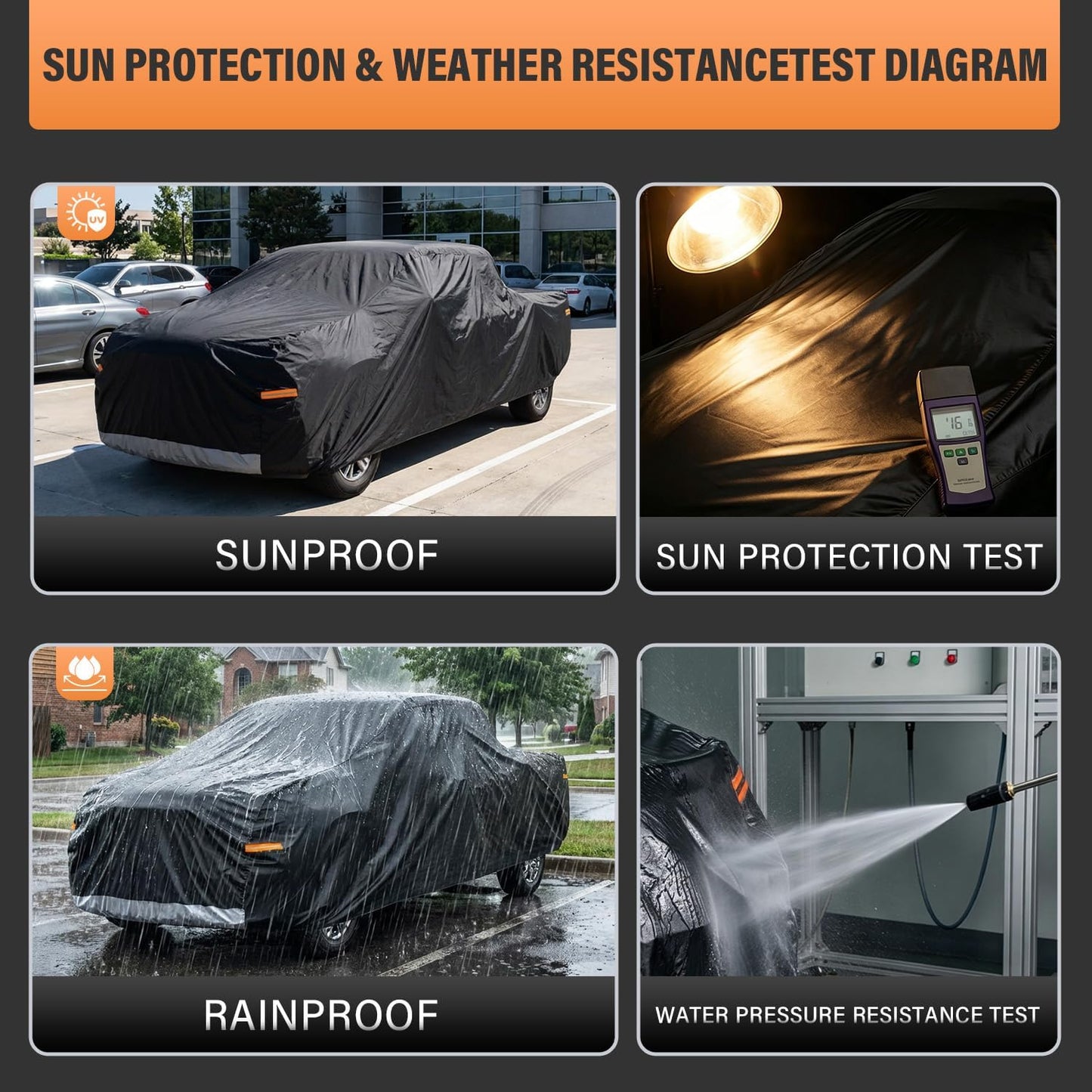 Kayme Sedan Car Cover Waterproof All Weather for Automobiles - See Vehicle Size Chart for Accurate Fit - Outdoor Full Exterior Cover Sun Rain Snow UV Protection with Zipper. Size A4 (See Size Chart)