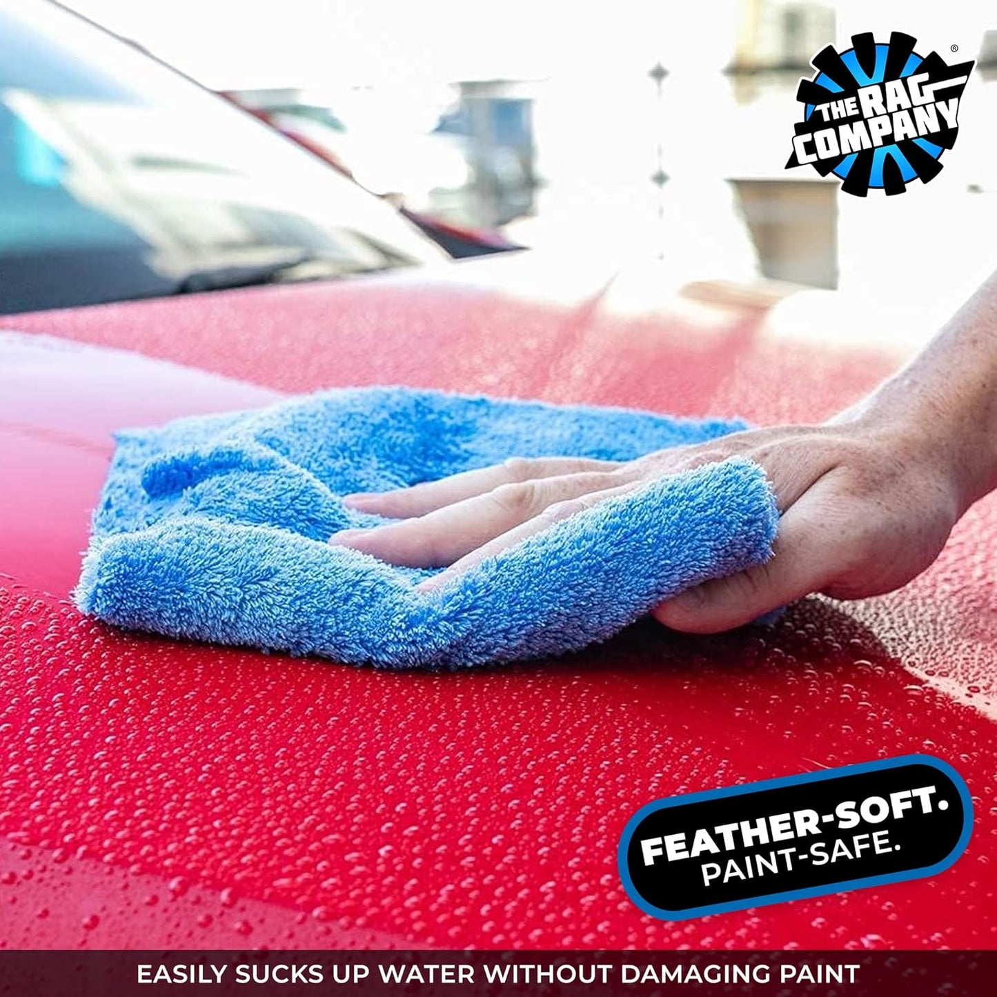 The Rag Company - Eagle Edgeless 500 (4-Pack) Professional Korean 70/30 Blend Super Plush Microfiber Detailing Towels, 500GSM, 16in x 16in, Blue