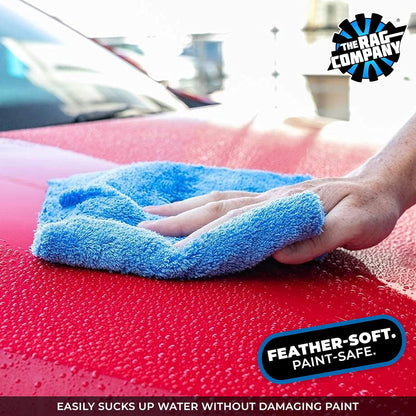 The Rag Company - Eagle Edgeless 500 (4-Pack) Professional Korean 70/30 Blend Super Plush Microfiber Detailing Towels, 500GSM, 16in x 16in, Blue
