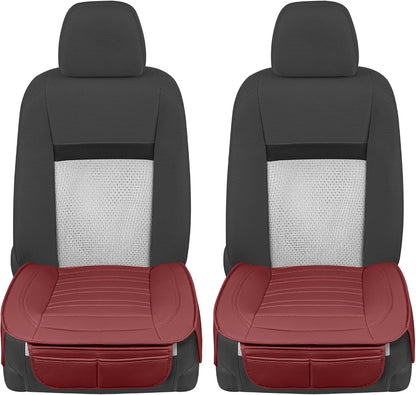 Motor Trend Seat Covers for Cars Trucks SUV, Faux Leather 2-Pack Black Padded with Storage Pockets, Premium Interior Car Seat Cover