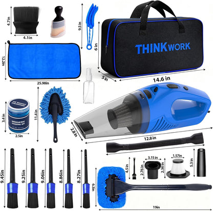 THINKWORK Pink Car Duster Interior Kit, Perfect Car Detailing Brush Kit for Cleaning Windows,Windshield,Dashboard and Air Vents Suitable for All Cars