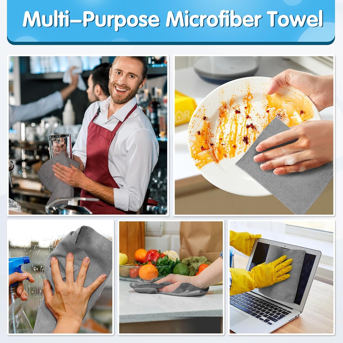 FIXSMITH Microfiber Cleaning Cloth - Pack of 50, Microfiber Towels for Cars 16 x 12 in, Highly Absorbent Cleaning Rags, Lint-Free, Streak-Free Cleaning Cloths for Car Kitchen Home Office