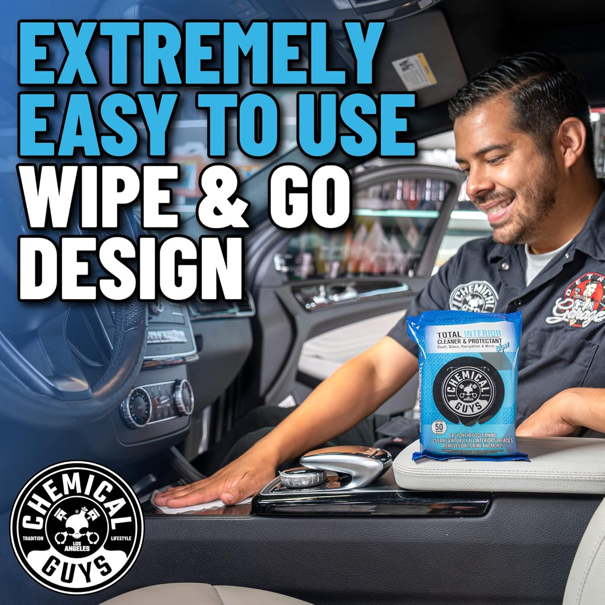 Chemical Guys Canister Wipes - Total Interior Cleaner & Protectant, Great For Cars, Trucks, SUVs, RVs, & More (60 Ct)