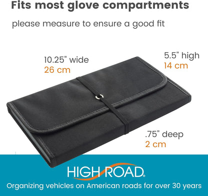 High Road Glove Box Organizer - Insurance and Registration Holder for Car Documents and Paperwork - Expandable Front Seat Organizer with Card Pockets