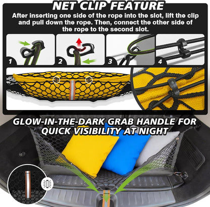 Muslogy Truck Bed Cargo Net Trunk Netting Compatible with 2023-2025 2026 Honda CR-V Accessories, Pickup Cargo Organizer SUV Sedan Storage Net w/Heavy Duty Carabiners - Colors A