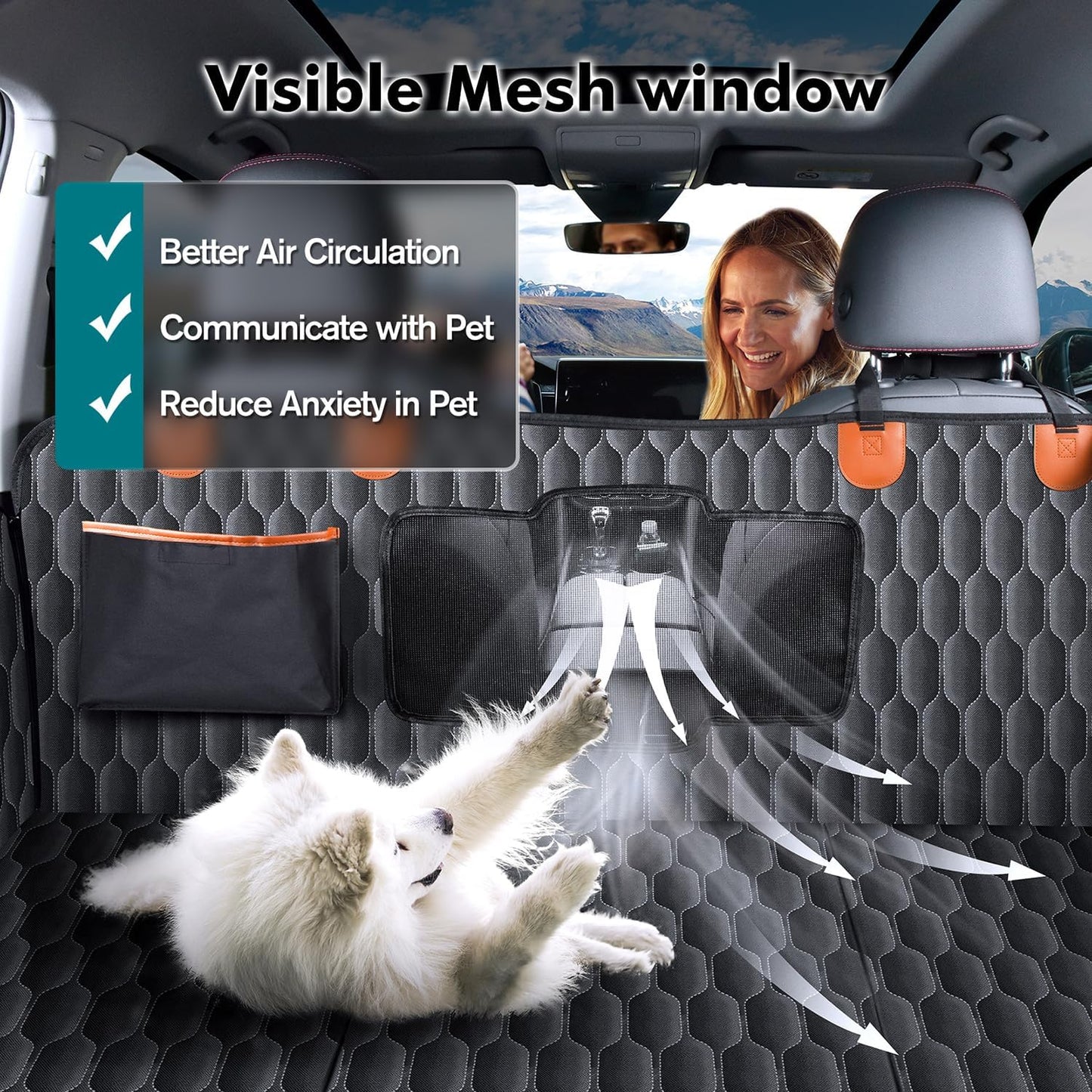 Chumajor Back Seat Extender for Dogs-Supports 400lb,Waterproof Dog Car Seat Cover Hard Bottom-Detachable,600D Heavy Duty Scratch Proof Nonslip Soft,Dog Hammock for Car,SUVs