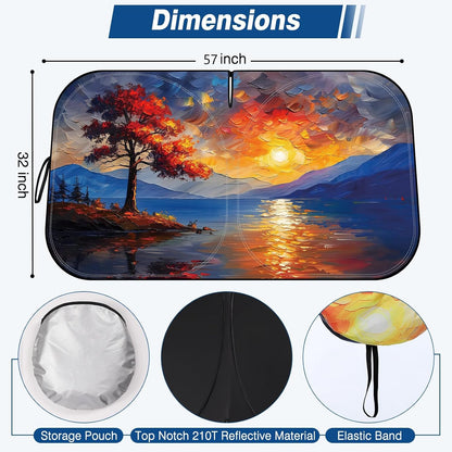 Windshield Sun Shade - Car Sun Shade Windshield, Reflector Sunshade Offers Ultimate Protection for Car Interior, Foldable Front Window Fit for Hatchback, Truck, SUV, MPV