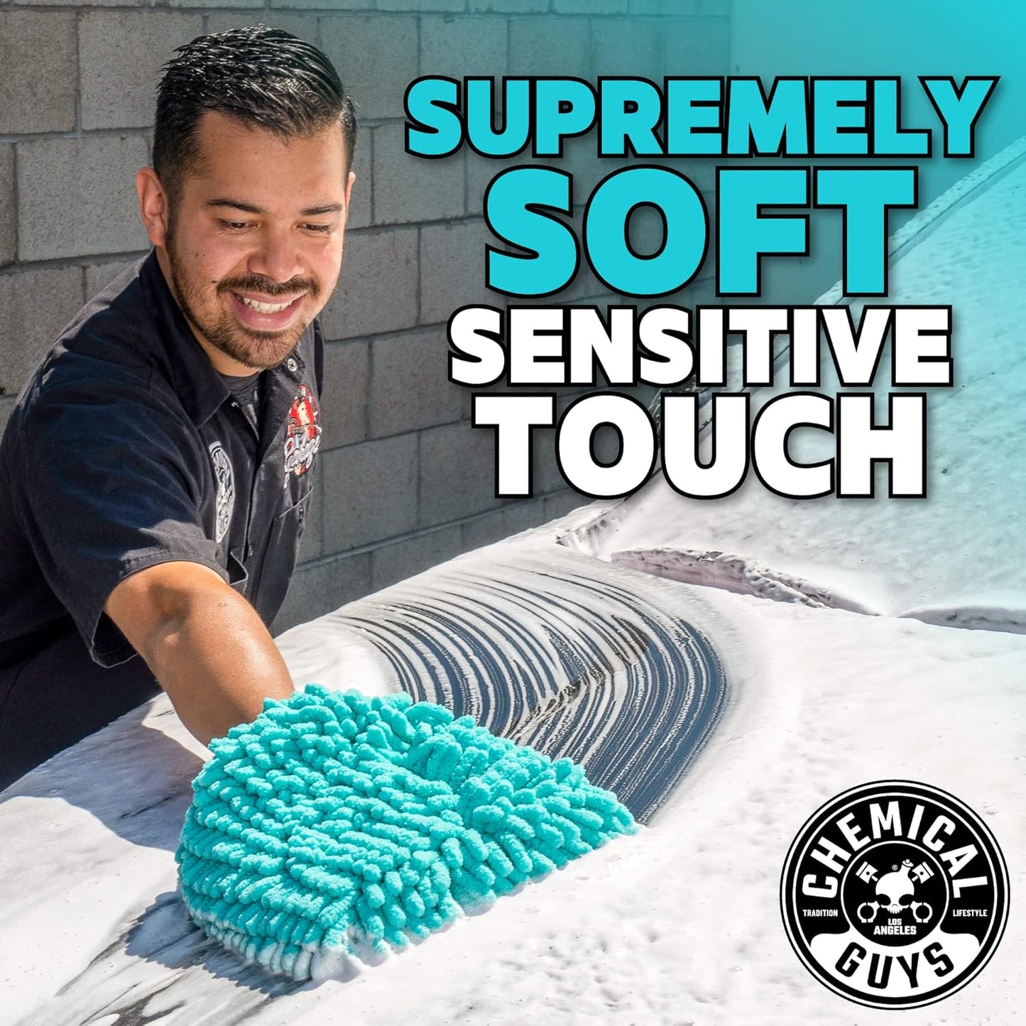 Chemical Guys MIC513 Big Noodle Chenille Microfiber Scratch Free Supersized Car Wash Mitt for Cars, Trucks, SUVs, RVs & More, Turquoise (11" x 12")
