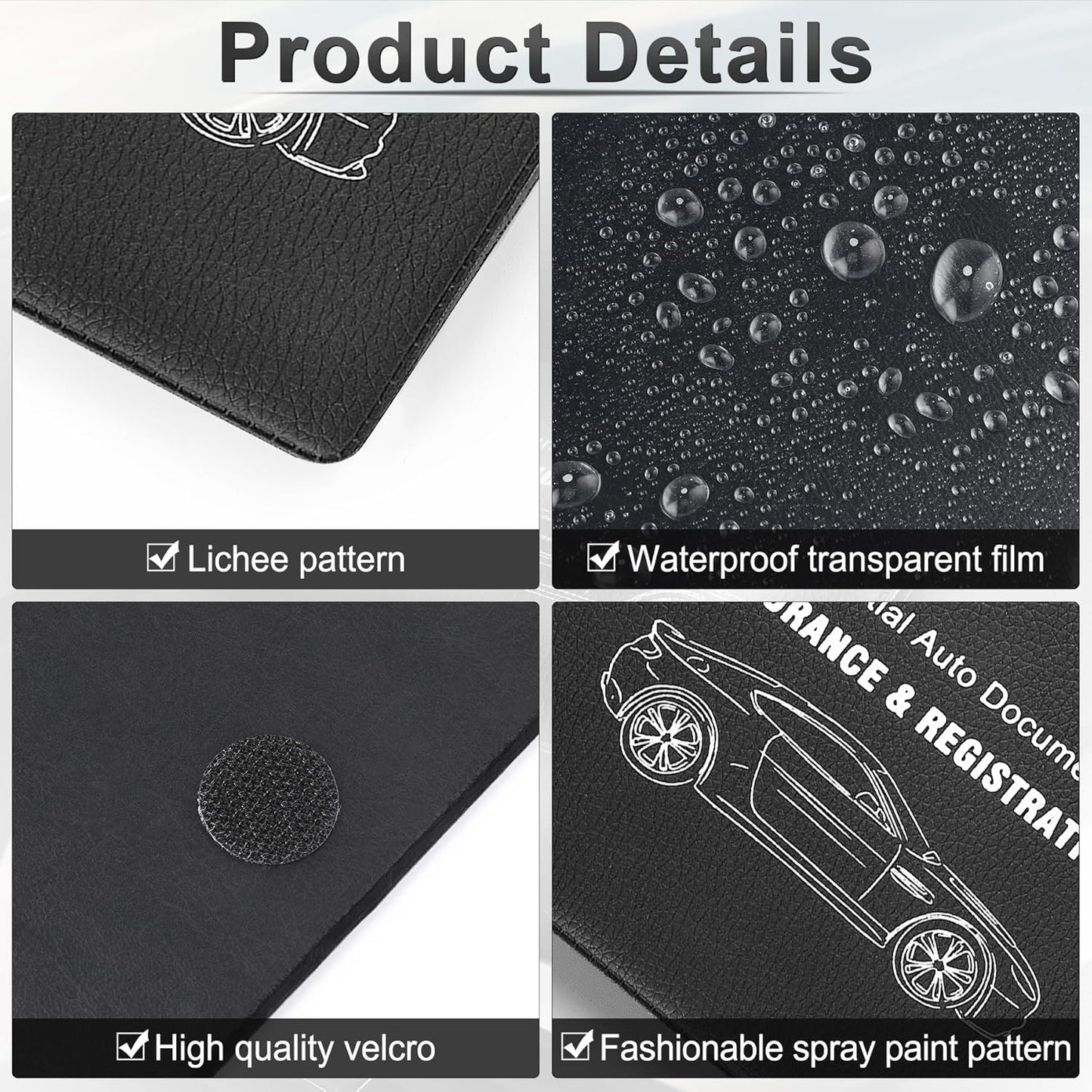UYYE Car Registration and Insurance Card Holder, Vehicle Glove Box Car Organizer, Interior Car Accessories for Documents, Cards, License - 2 Pack