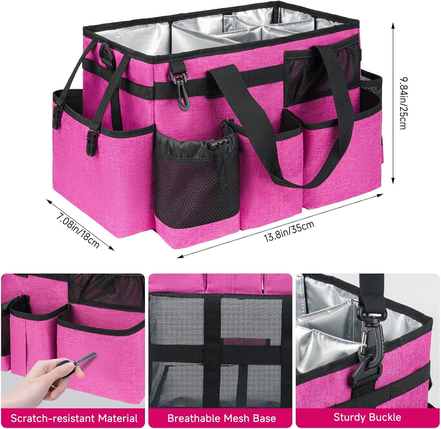 Cleaning Caddy Bag, Cleaning Supplies Organizer for Housekeepers, Housekeeping Caddy with Handle and Detachable Padded Cushion, Black