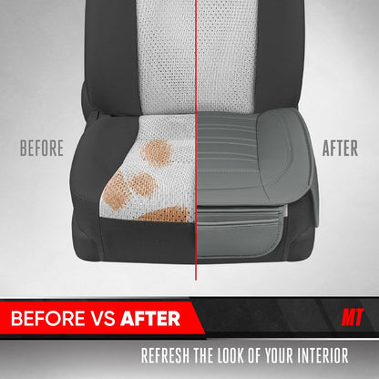 Motor Trend Seat Covers for Cars Trucks SUV, Faux Leather 2-Pack Black Padded with Storage Pockets, Premium Interior Car Seat Cover